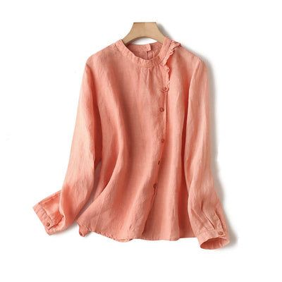 Side Button Tunic Linen Shirt - Zen Breaker