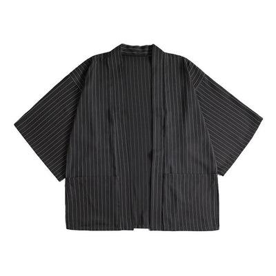 Classic Black Striped Kimono Cardigan