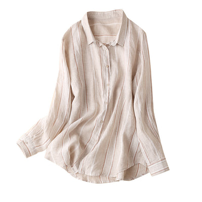 Striped Loose Linen Shirt - Zen Breaker