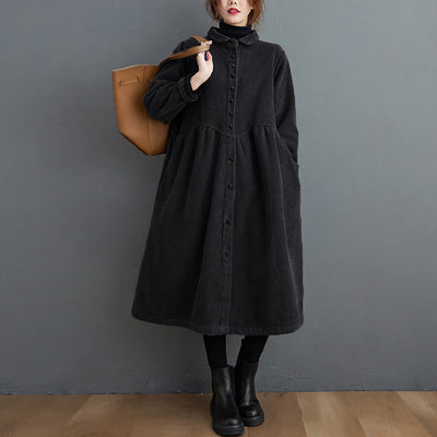 Black Maxi Corduroy Trench Coat